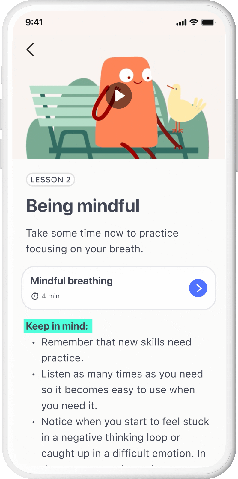 GIF of various cognitive behavioral therapy–based screens from the Rejoyn app